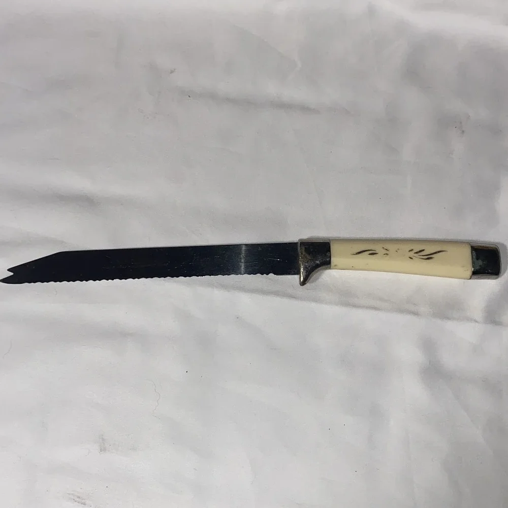 Vintage 1960s Miracle Worker Frozen Food Knife Carved Floral Handle MCM